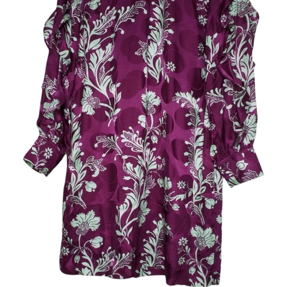 J. Crew Collection Silk Ruffle Sleeve High-Neck Dress Purple Floral Size 4 NWT - Picture 11 of 16